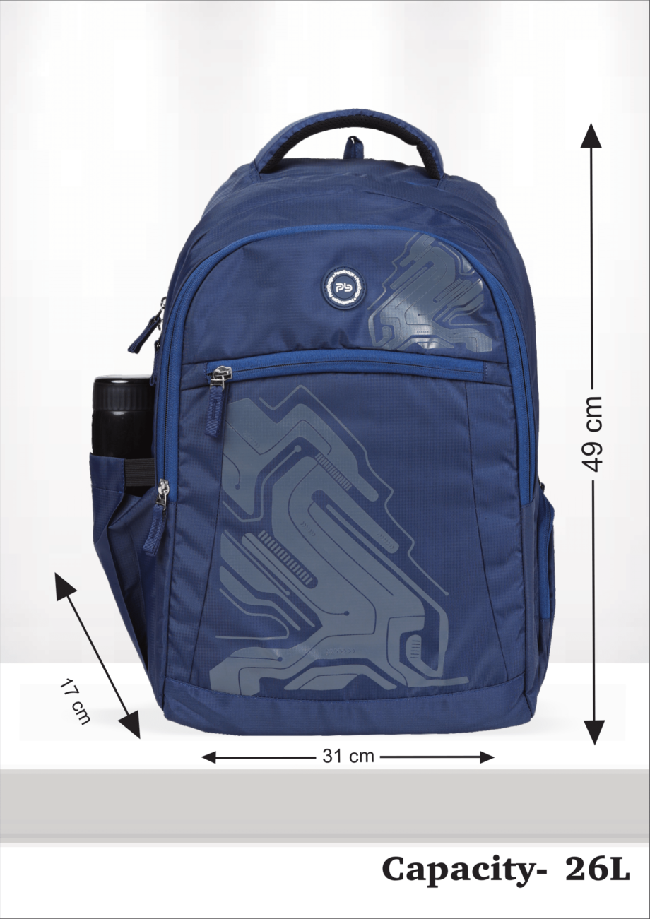 PB Pearlbags EXCEL 26L Printed Laptop Backpack With Rain Cover,USB Charging Port,2 Compartment,Premium Fabric,Water Resistant Anti Theft,School & College Bag for Boys and Girls,Office & Travel Bag for Men and Women,49X31X17 Cms