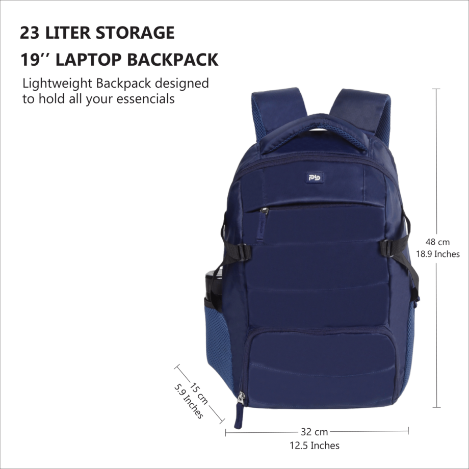 PB Pearlbags Polyester Water Resistant Solid Casual Backpack With 2 Compartment,Laptop Sleeve And Raincover For Boys,Girls,Men And Women|23 Litres